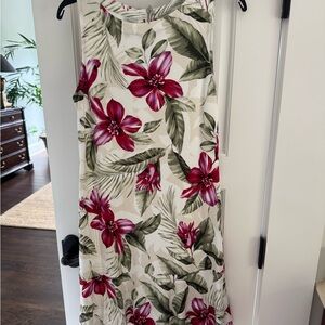 Tommy Bahama Tropical Print Dress dark pink and green and neutral colors